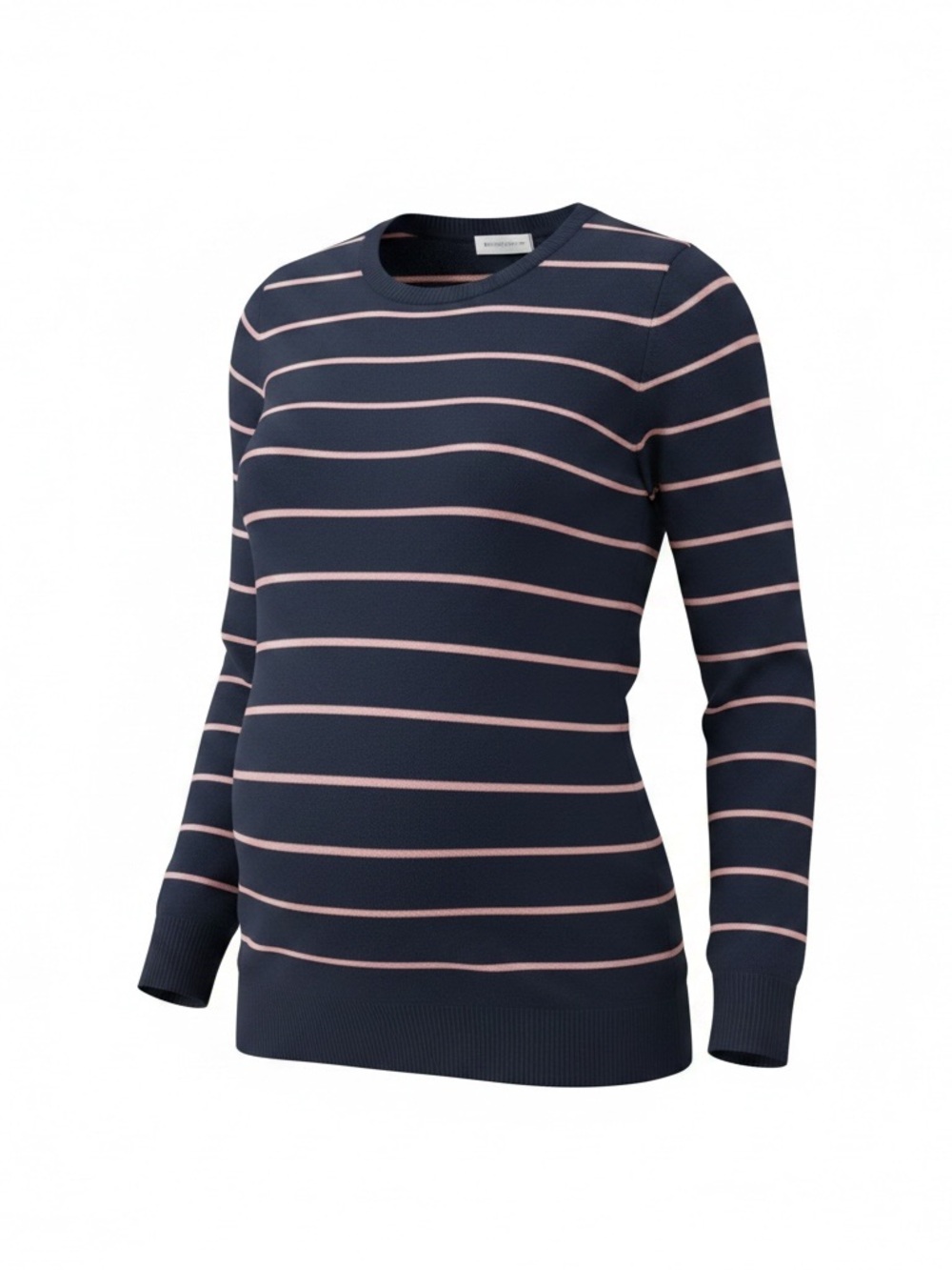 Motherhood Maternity Navy Crewneck Sweater with Pink Stripes